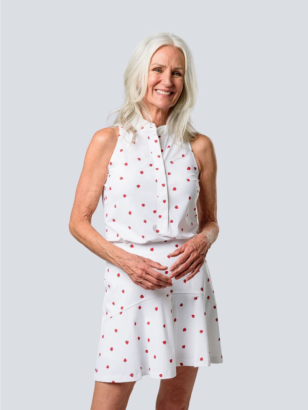 Jayebird sleeveless white golf top and skirt set strawberry print top M/ skirt L